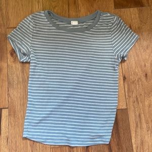 Garage baby tee Xs X small t-shirt tight fitted striped blue white teal cute